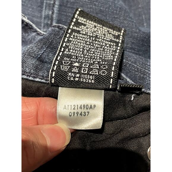 7 for all Mankind The Straight Womens 5 Pocket Jeans 32 Dark Wash Distressed EUC - Picture 5 of 16